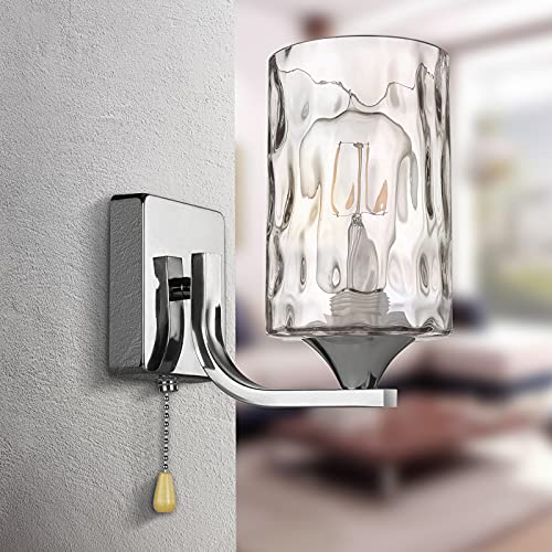 Image of Canomo 3 Packs Hammered Glass Shades, 6 inch x 4 inch Replacement Glass Cylinder with 1.625 Inch Fitter hole Fit for Wall Lamps Chandeliers or Ceiling Lamps