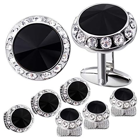 Kristall-Manschettenknöpfe und 6 Smoking-Nieten Set Cover