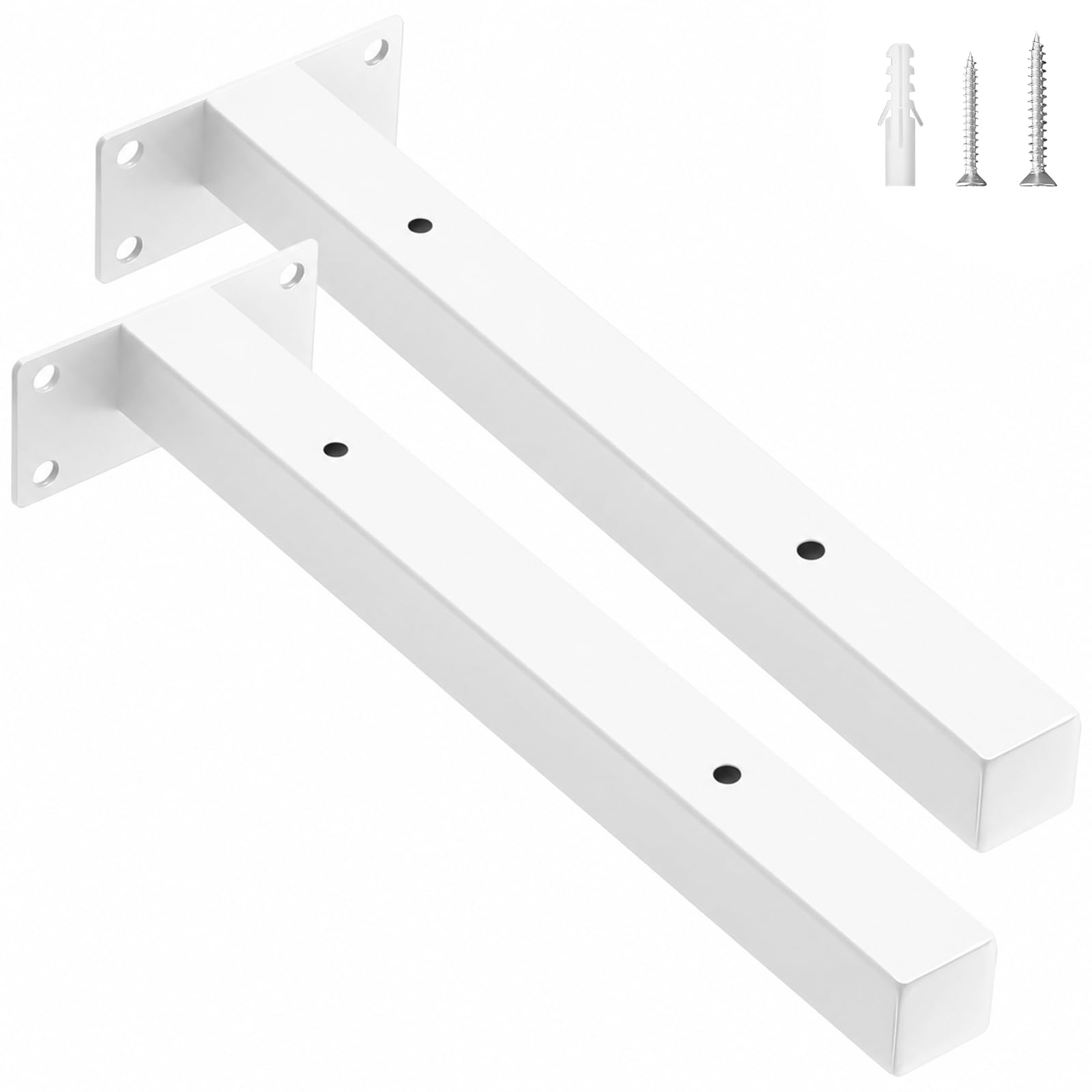 scicent 2 Pack Scaffold Board Shelf Brackets , 50KG Capacity, Hollow Design, Wall Brackets for Shelves (White 25cm)
