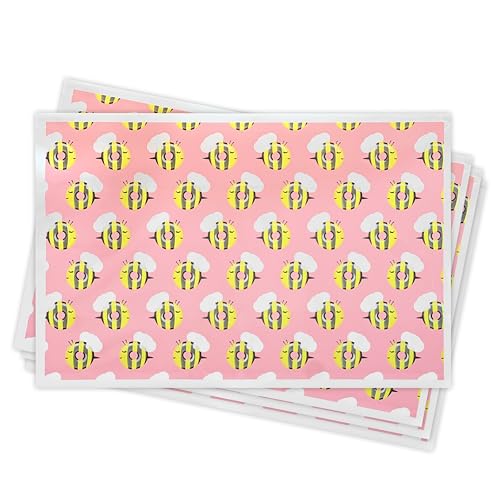 Generic Donut Worry, Bee Happy Stick-On Disposable Placemat for Kids & Toddlers, Regular, Pink/Yellow