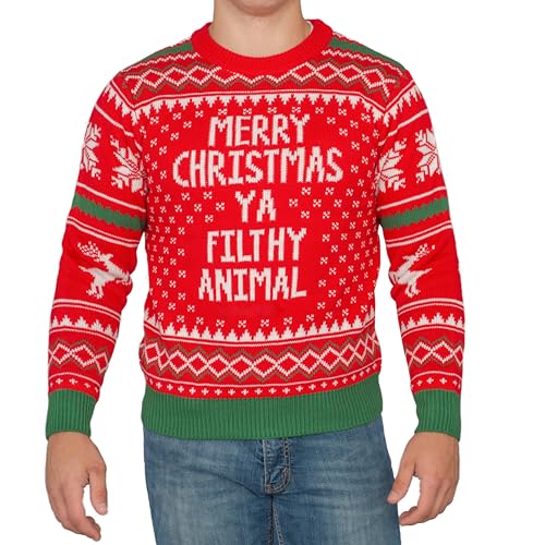 Costume Agent Ugly Christmas Sweaters for Men & Women Funniest Ugly Knitted Christmas Holiday Pullover Sweater for Adults Red