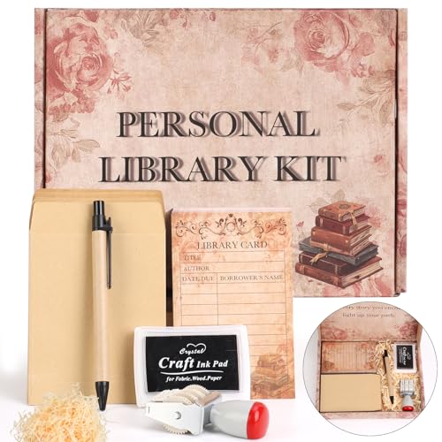 SHIQIKEJIPTY 105 PCS Personal Library Kit Library Card Pockets With 50 Card Catalog Cards 50 Self...
