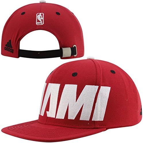 adidas Miami Heat Oversized Wordmark Adjustable Strapback Hat Red