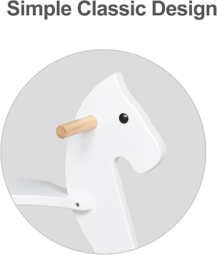 Miniatura 2 de Caballo mecedor de madera para bebé, juguete para niños pequeños, diseño clásico con pedal y respaldo seguro para niños pequeños (azul)