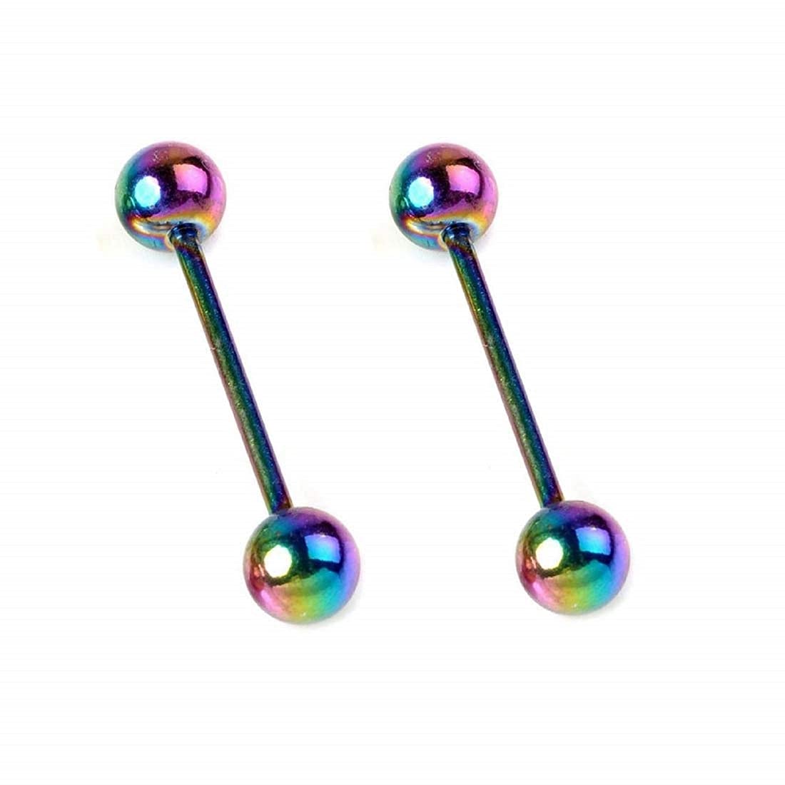 Gadgetsden16G~1.2mm Surgical Steel Tongue Ring Barbell Anodised Multi Color Tongue Piercing Body Jewelry