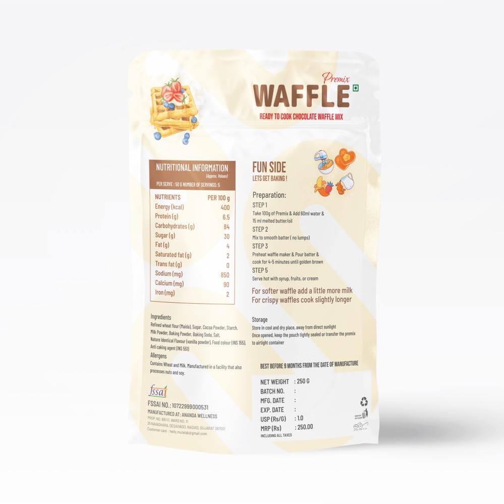 Image of Mutelab Waffle & Pancake Premix, Chocolate Flavor, 250g