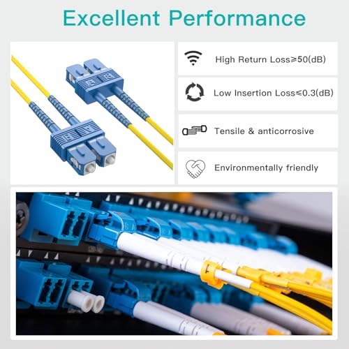 Image of 3m OS2 SC to SC Fiber Patch Cable, Single Mode Fiber Optic Cable, SMF Duplex SC-SC UPC, 9 /125um, LSZH, Yellow, for 1G /10G SMF SFP Transceiver, Networks
