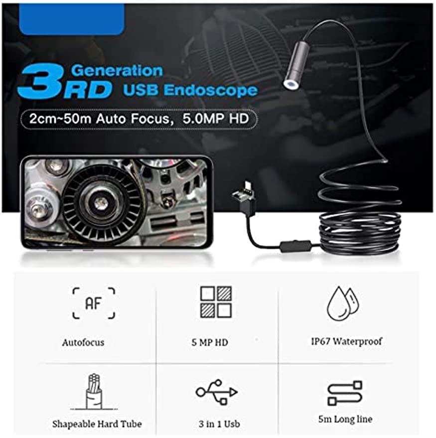 Amazon.co.jp: 内視鏡 カメラ 2594X1944P 産業用内視鏡 IP67防水