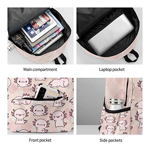 Kugeck Axolotl Pattern Backpack Lightweight For Teens Boys Girls Backpacks Bookbags Daypack One Size #TOP7