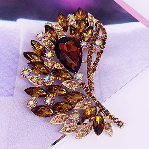 Image of SELOVO Rhinestone Crystal Big Large Brooch Pin Jewerly Accessory Gold Tone