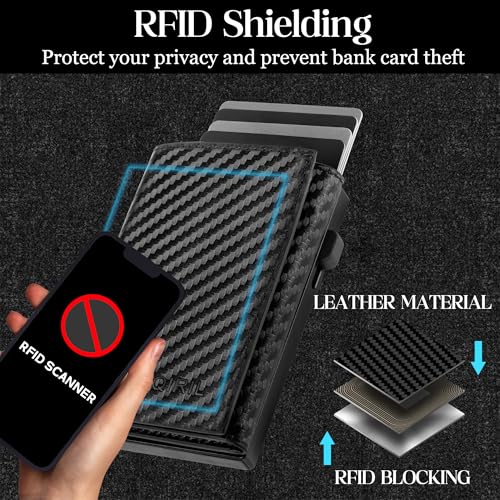 Slim Pop Up Wallet for Men - RFID Blocking Minimalist Magnetic Wallet with Gift Box, Case Money Cash Slot, Smart Pop Up Credit Card Holder, Boyfriend Mens Father Husband Birthday Festival Gifts4