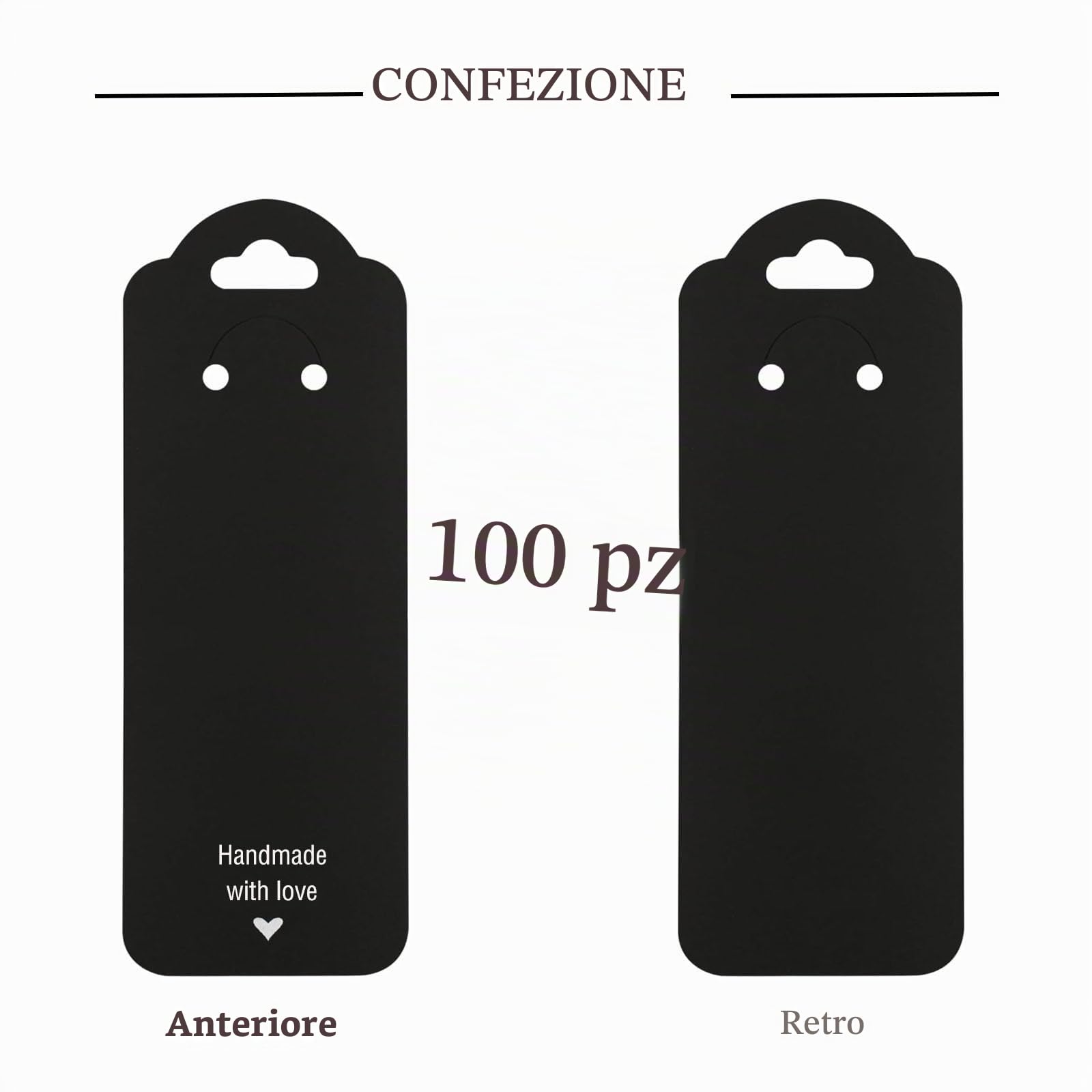 100 PCS Portachiavi Display Card, 5.5 x 15 cm Confezione di Gioielli, Gioielli Collana Orecchini Schede di Visualizzazione per Display Gioielli Collana