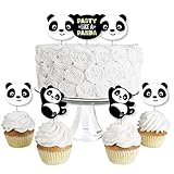 Party Like a Panda Bear - Dessert Cupcake Toppers - Baby Shower or Birthday Party Clear Treat Picks - Set of 24