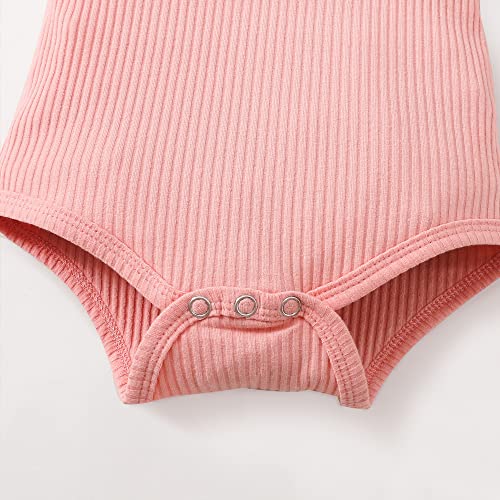 Newborn Baby Girl Clothes Rompers Onesie Floral Pants Set Cute Infant Girl Clothes Outfits Cotton Baby Girls' Clothing Gifts Pink Baby Girl Outfits 3-6 Months #TOP7