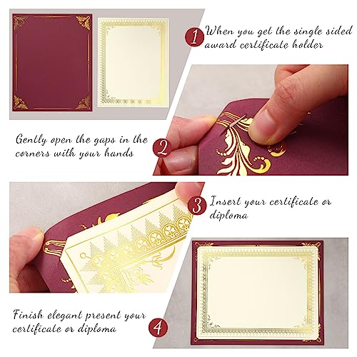 Fainne 100 Sets Certificate Paper Kit Single Sided Awards Holder with Foil Border for 8.5 X11 Certificate Covers Foil Award Seals Stickers Diploma Covers(Red)