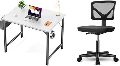 Sweetcrispy Escritorio de oficina pequeño para computadora de 32 pulgadas para niños, estudiante, estudio, escritura, trabajo con bolsa de