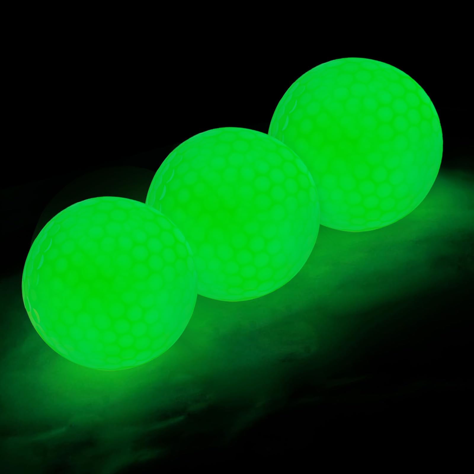 flintronic Glow Golf Balls for Night Sports, 3 Pack Funny Golf Balls, Long Lasting Bright Luminous Ball, Fluorescent Glowing in The Dark Golfs Ball