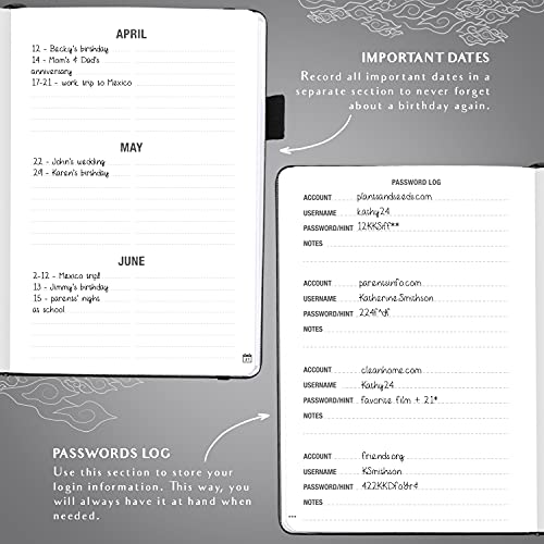 Legend Planner Address Book with Alphabetical Tabs – Mini Telephone Contacts Book for Phone Numbers, Addresses, Passwords, Small (Black)