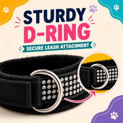 Image of Nylon Dog Neck Belt Collar Combo Set, Adjustable Size, Durable Material, Comfy Soft Fur Padded for 15-25 Kilograms Dogs (M, Black, Red, Pack of 2)