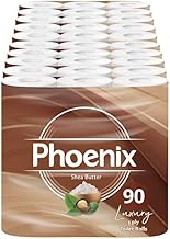 Phoenix Toilet Rolls – 90 Pack | 3 Ply Shea Butter Scented Toilet Paper | Bulk Buy, Soft, Quilted, Sustainably Sourced, Eco- Friendly Luxury Bathroom Tissue