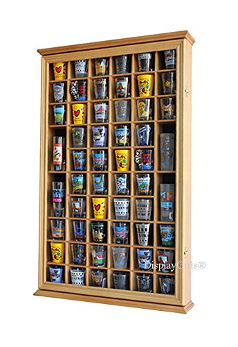 56 Shot Glass Shooter Display Case Holder Cabinet Wall Rack with DOOR