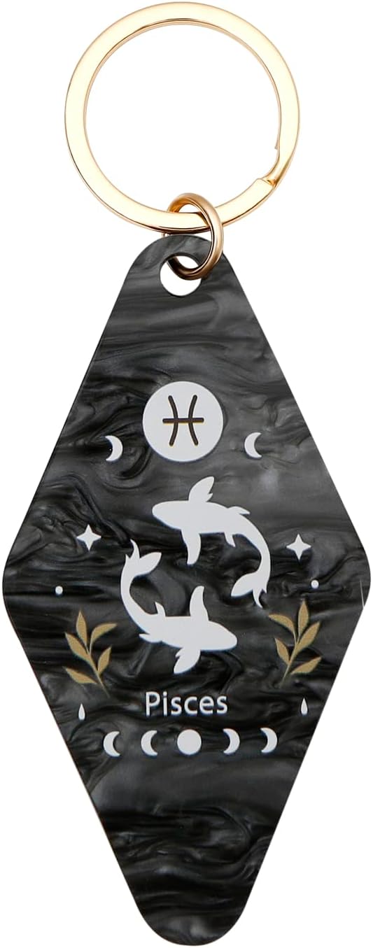 Astrological Star/Astrology Birthday Sign Hotel Keychain - Retro Style Motel Key Ring - Route 66 Key Holder