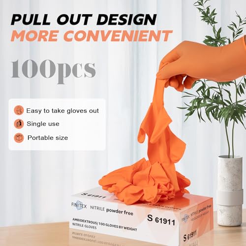 Image of FINITEX Nitrile Disposable Gloves-Black, 5mil, 100PCS S and Orange, 3.5mil, 100pcs S
