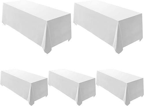 Surmente Mantel rectangular de poliéster de 90 x 132 pulgadas para bodas, banquetes o restaurantes (negro, paquete de 5)