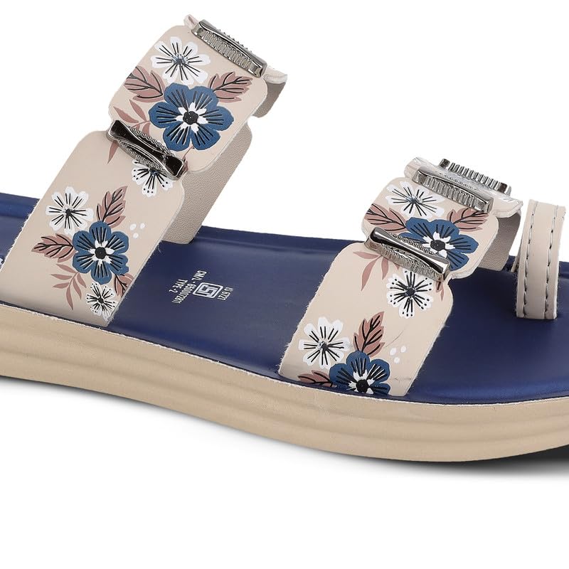 Image of WALKAROO Flat Sandals For Women|Soft Cushion Footbed, Lightweight PU Sole & Slip-On Sandals|WLR74018