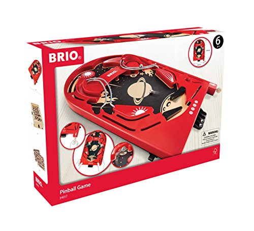 BRIO 34017 Pinball Game | A Classic Vintage, Arcade Style Tabletop Game for Kids and Adults Ages 6 and Up,Red
