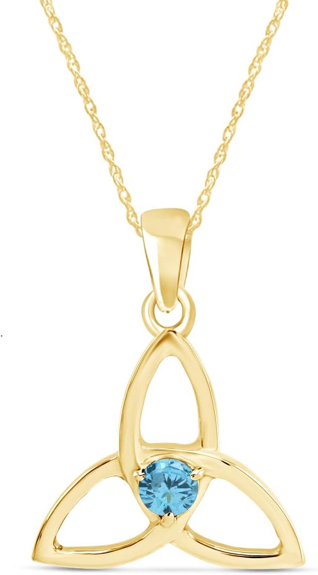AFFY Celtic Trinity Knot Pendant Necklace in 14K Yellow Gold Over Sterling Silver