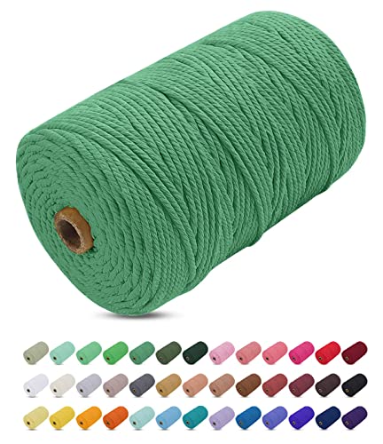 Uiopa Macrame Cord 3mm x 200m, Thick Macrame Rope Yarn Soft Natural Cotton Cord