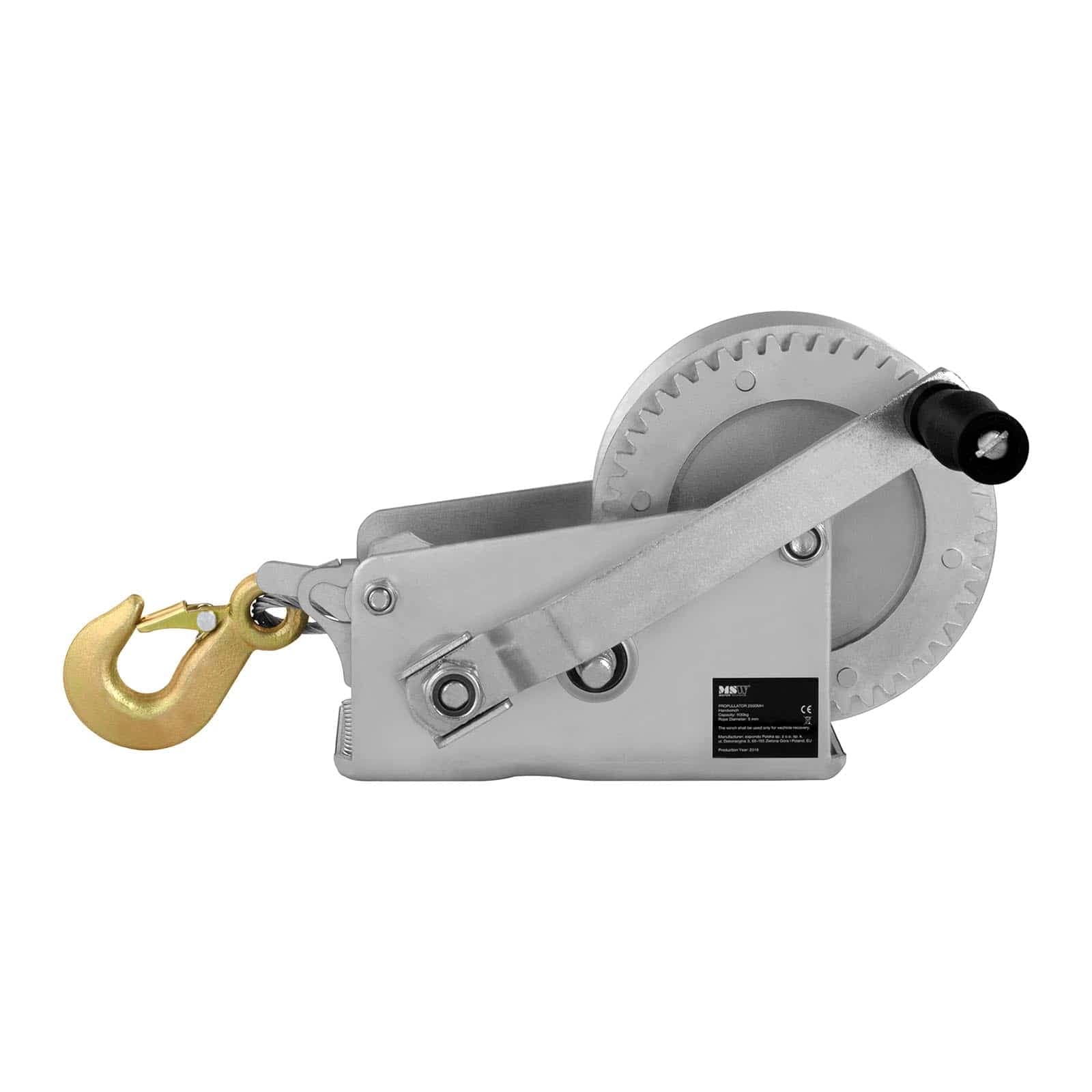MSW Argano Manuale Verricello a Mano PROPULLATOR 2500MH (Acciaio Zincato, 1130-2800 Kg, Leva a Cricco)