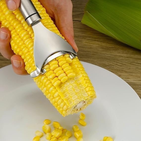 Image of 4 PCS Stainless Steel Corn Peeler 1 PCS .2 in 1 Watermelon Fork Slicer Spoon 1 PCS.Vegetable Scallion CUTTER1 PCS.Pineapple Eye Remover Tool 1 PCS.Combo