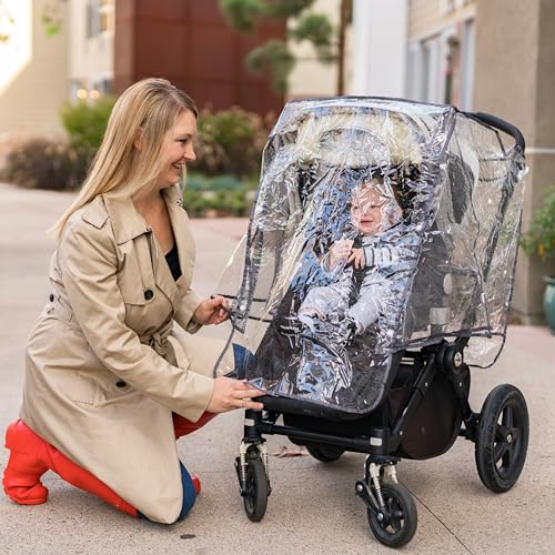 Image of J.L. Childress Stroller Rain Cover - Universal Stroller Poncho - Stroller Accessory - Ventilated Baby Weather Shield and Protection Rain Cover