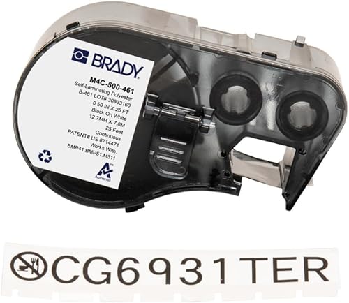 Miniatura 18 de Brady Auténticas etiquetas envolventes de vinilo autolaminables (M4-51-427) de 2.5 pulgadas de alto x 1 pulgada de ancho, negro sobre blanco, Negro