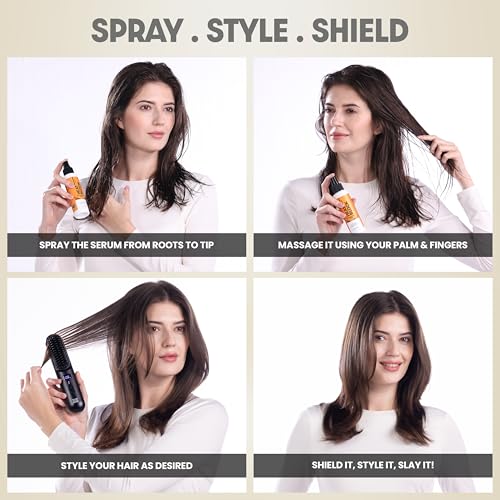 Image of Tash Hair Heat Protectant Spray for Hair- 100 ML | No Sulphates & Paraben | With Grapeseed, Castor & Argan Oil, Aloe Vera, Brahmi, Bhringraj | Upto 230C Heat Protection Spray for Men & Women- HeatBlock
