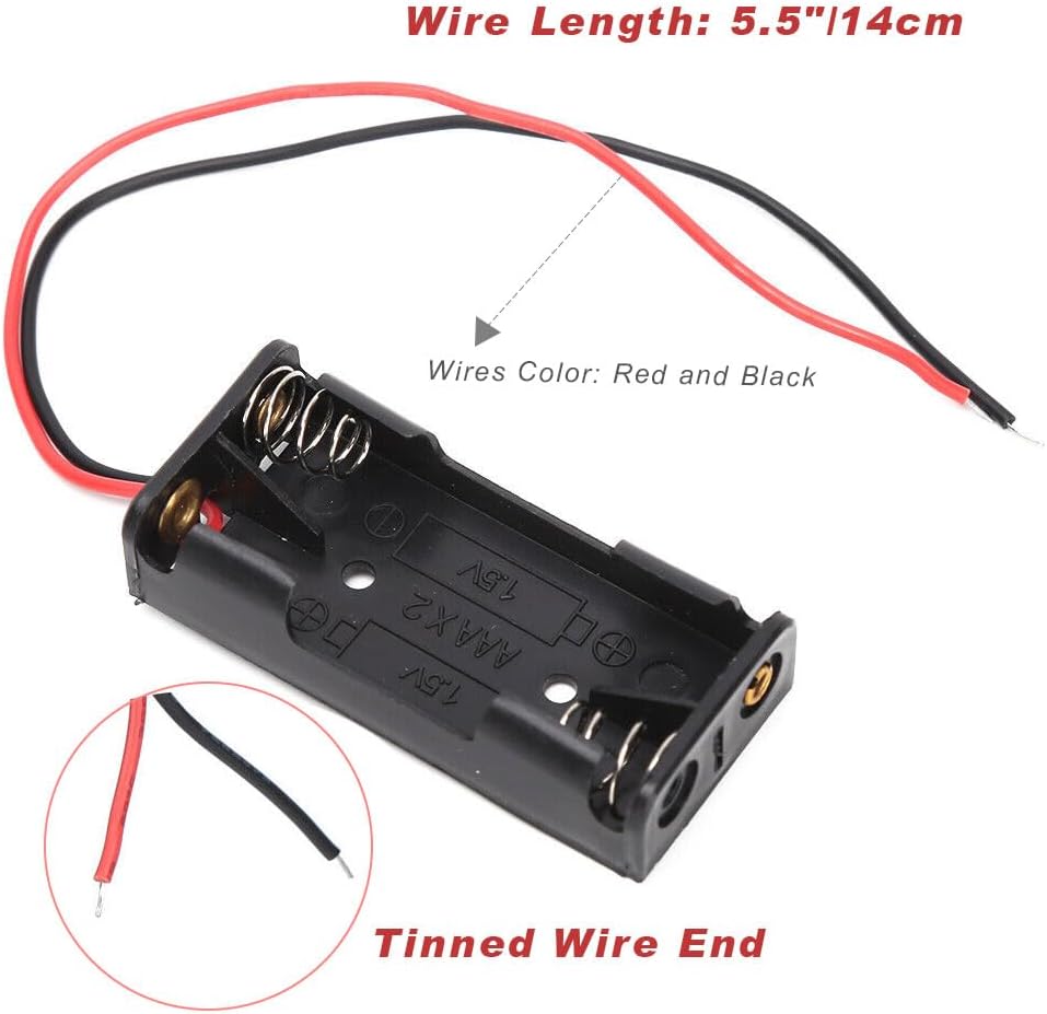 (Pack of 10) AAA Battery Holder, 2 x1.5V AAA Battery Holder with Leads and Wires Applicable for Electronic Toy Home Appliance Remote Control