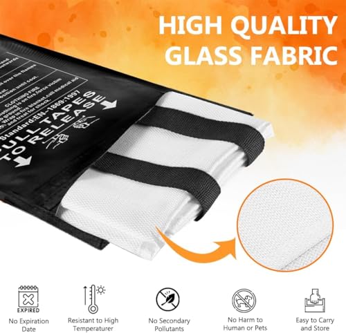 Image of SAFECASTLE Emergency Fire Blanket 59 inchx59 inch Large Size 10 Pack + 10 Hooks & 10 Gloves Fire Retardant Blanket with Fireproof Tabs for Home, Outdoor, Office, Car & Camping Fire Protection Survival Safety