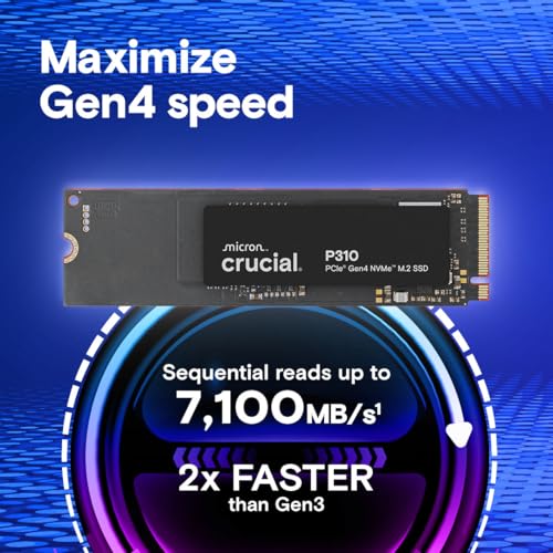 image for Crucial P310 500GB SSD, PCIe Gen4 NVMe M.2 2280, Up to 6,600MB/s, for 
