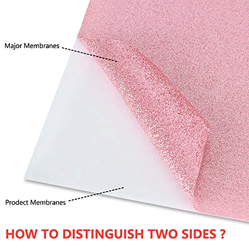 Image of guangyintong Glitter Pink Heat Transfer Vinyl HTV Rolls, 12 inch x 8ft Iron on Vinyl for T-Shirts, Glitter Pink HTV Vinyl for All Cutter Machines Easy to Cut & Weed for Heat Vinyl Design