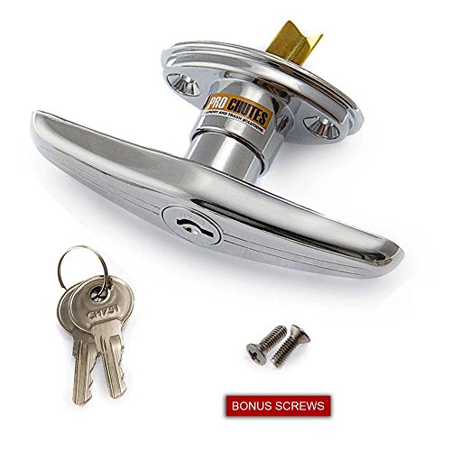 Trash chute T handle Door Latch has V spindle style for bottom and laundry side hinged doors