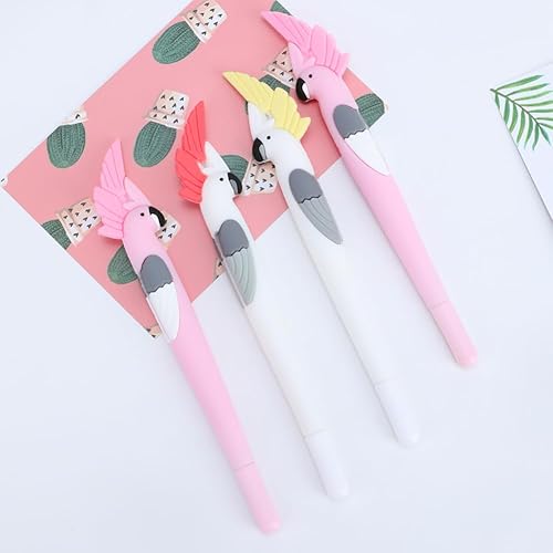 Miniatura 3 de Bolígrafo de dibujos animados de animales de agarre suave, bolígrafos de gel de loro de tinta negra, bonitos bolígrafos de escritura de papelería