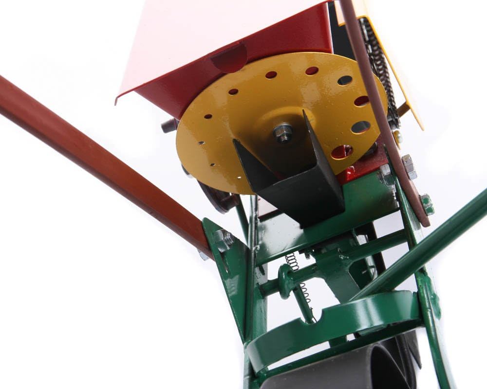 rg-vertrieb Handsämaschine Sämaschine manuell einreihige Drillmaschine Dippelmaschine zur Aussaat | 13 Kornöffnungen, Kettentrieb, Verstellbarer Spurenreißer | Für Samen 1,5–18 mm, 115 cm Länge