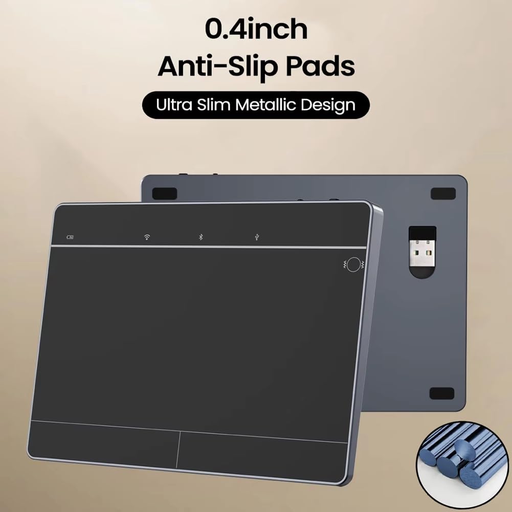 Panel Táctil con Cable e Inalámbrico para PC y Portátiles. Trackpad Recargable con Bluetooth y USB para 10/11.