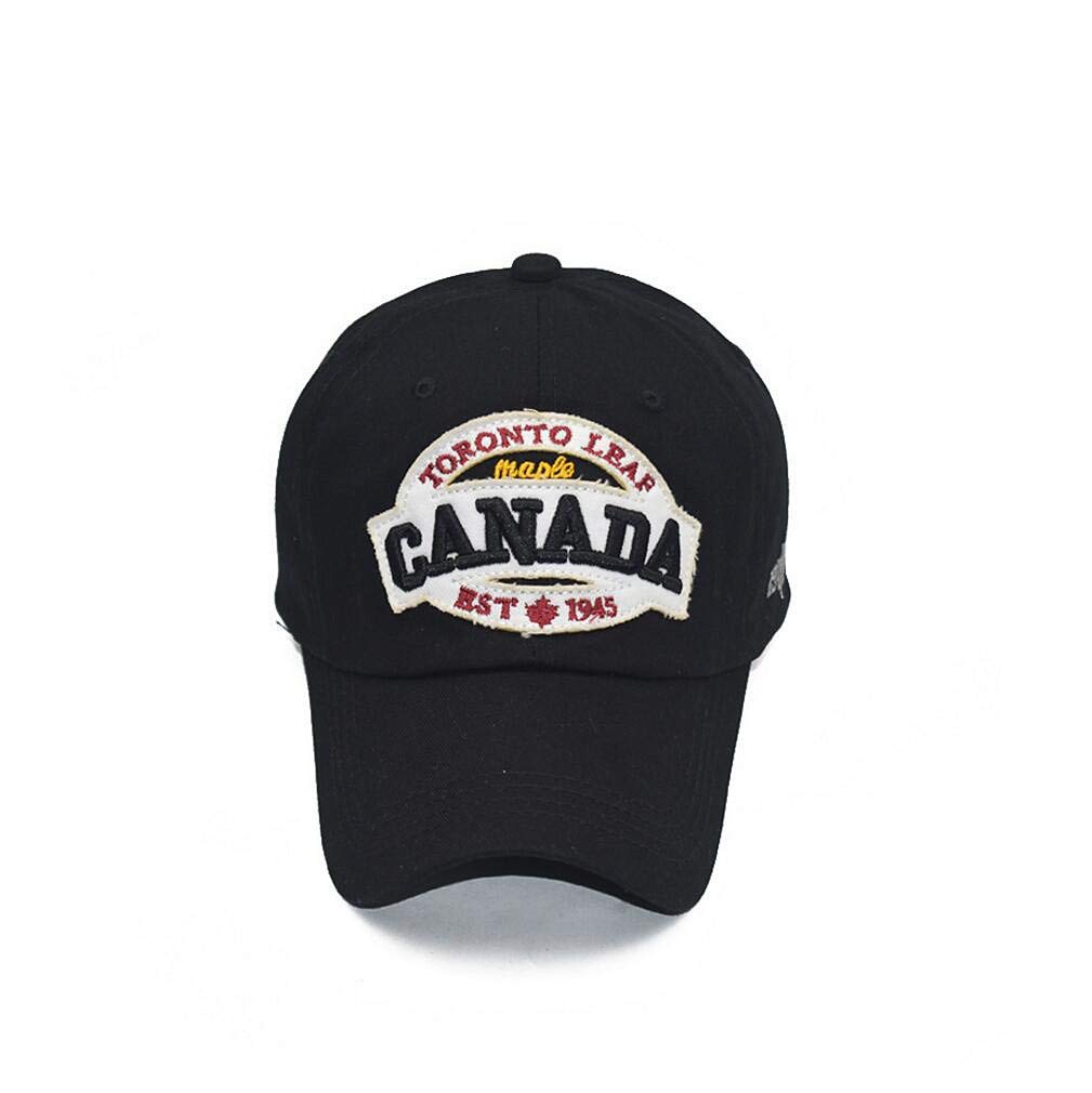 XibeiTrade Canada Maple Flag Cotton Baseball Cap for Men Women Sports Outdoor Sun Hat (Black)