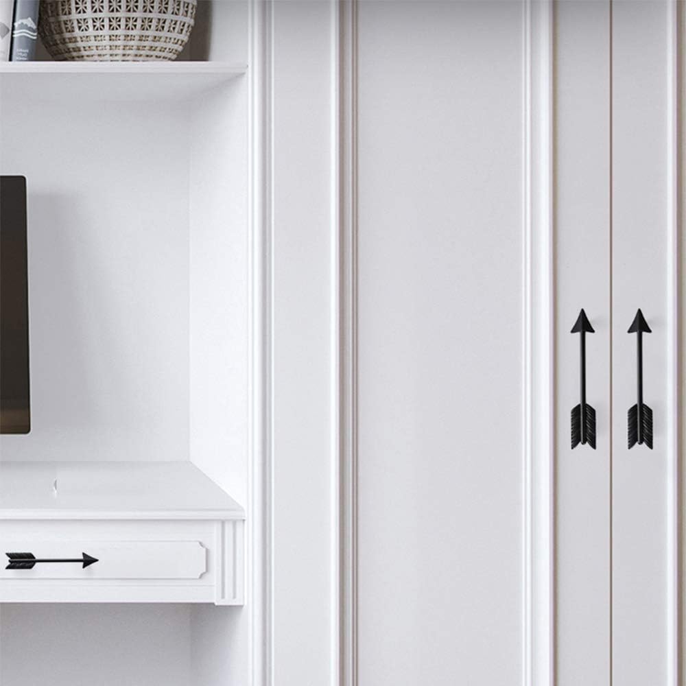 Cabinet Door Pulls Arrow Shaped,CENGOOD Kitchen Cupboard Cabinet Dresser Closet Drawer Hole Center 5"(128mm) Black Pack of 10