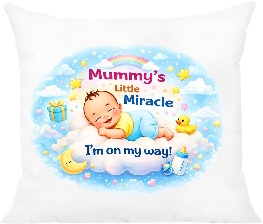 Image of Premium Throw Pillow Cushion | Mom to Be Gift for Pregnant Woman, Wife & Sister | Baby Shower & Pregnancy Gift | 16 x 16 Inch 16x16 inch with Premium Filler - Little Miracle