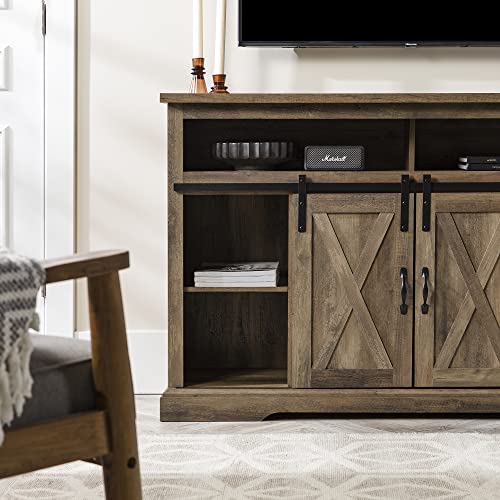 image for Walker Edison Clayton Farmhouse Sliding Double Barn Door TV Stand for 