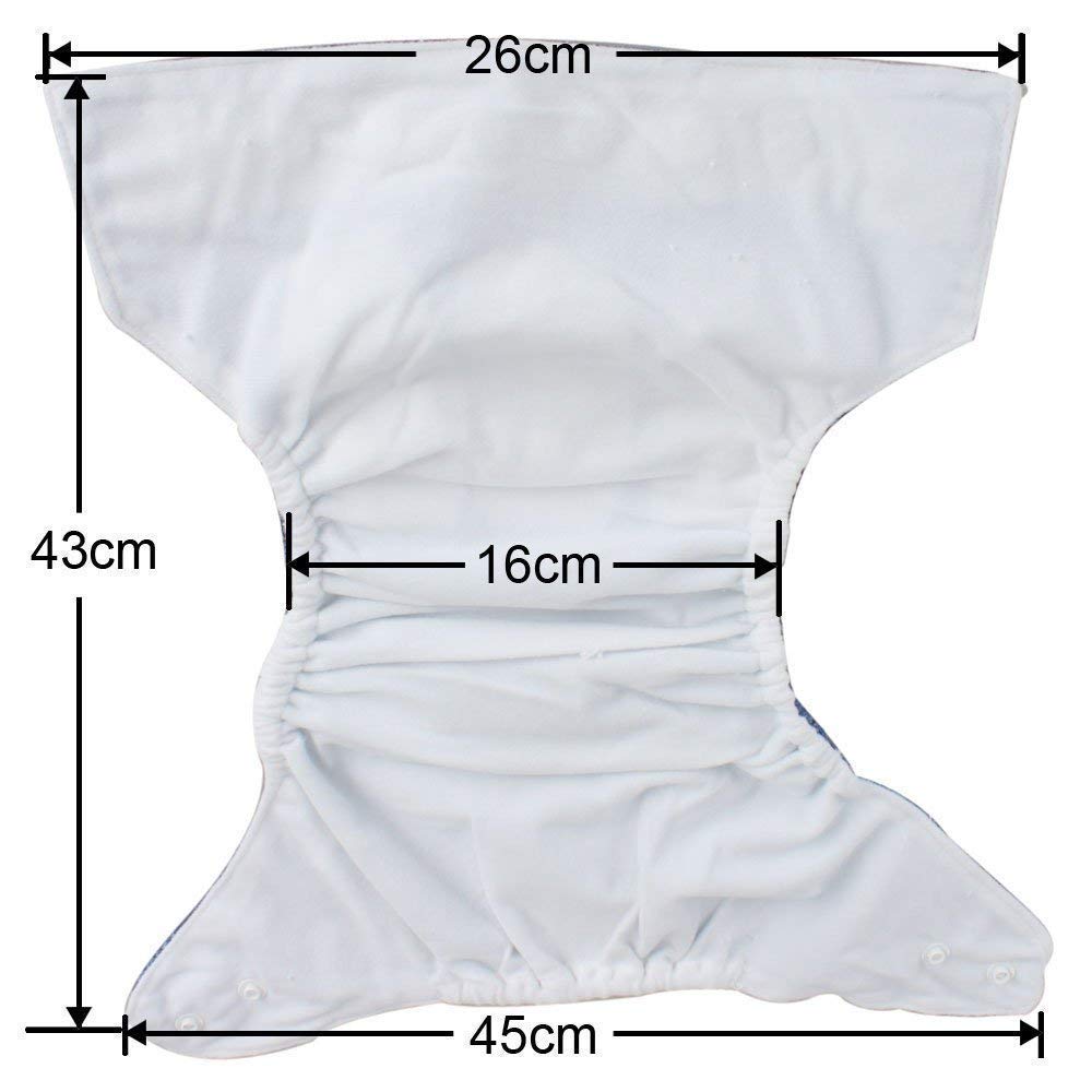 Lukzer Pack of 2 Cloth Diapers for Babies | Washable with 2 Dry-Feel Absorbent Soaker Pads | Adjustable Size All-in-One Extra Soft & Safe Reusable Nappy (Denim Design) 3 Months to 3 Years (5–15 kg) CH-502-02 - Image 6 thumbnail